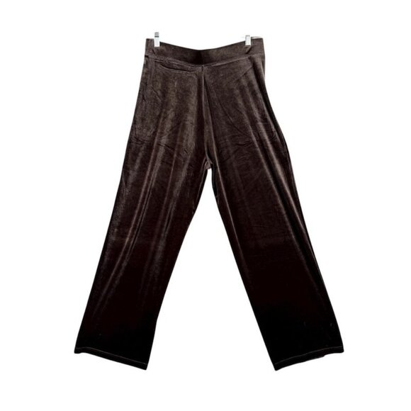 Susan Graver M Lounge Velvet Brown Pants Easy Pull-On Relax Fit - Picture 2 of 8